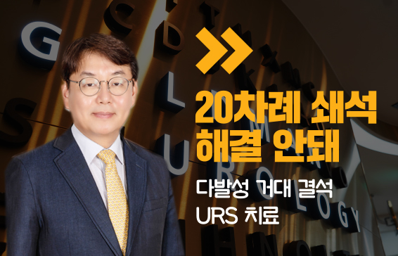 20차례 쇄석 후 해결 안 된 다발성 거대 결석, URS 치료